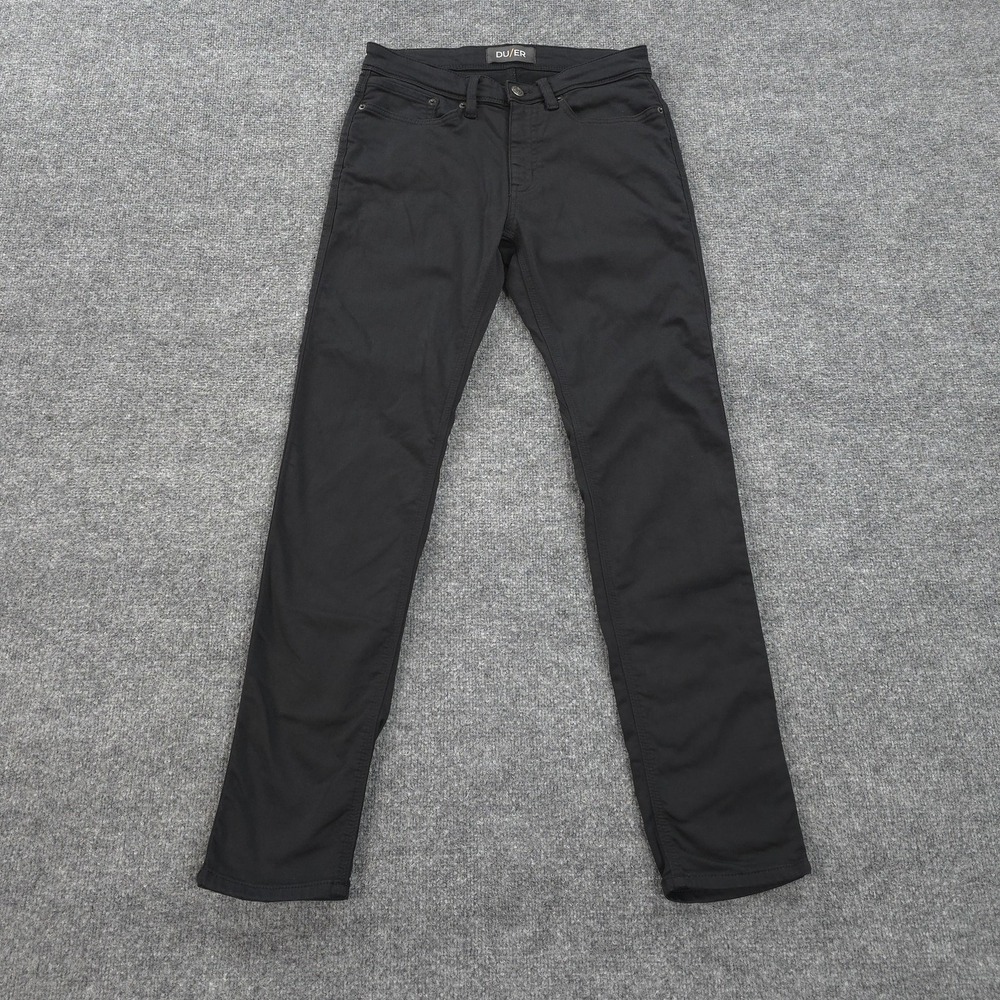 DU/ER Pants Mens 30x32 Black No Sweat Slim Stretch Performance Travel Outdoors